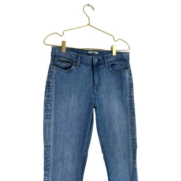 Tommy Hilfiger Jeans Skinny Leg Logo Print Denim Pants‎ Blue Size 26 WP614 - Picture 2 of 7